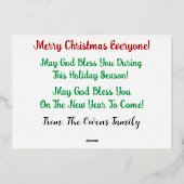 雪の休日にする 箔シーズンカード (裏面)