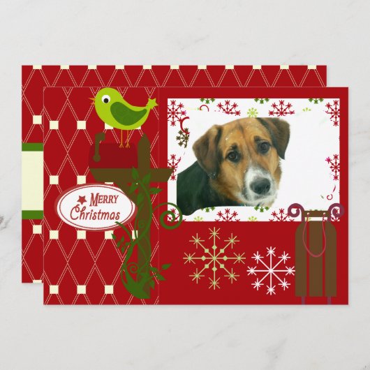 雪の休日のカスタマイズフォトカードを許可 シーズンカード (正面/裏面)