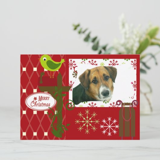 雪の休日のカスタマイズフォトカードを許可 シーズンカード (スタンド正面)