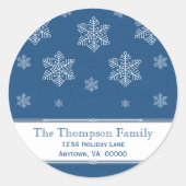 雪の休日のステッカーを青王室のく ラウンドシール (正面)