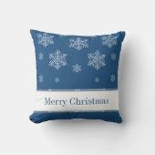 雪の休日の枕、青 クッション (正面)