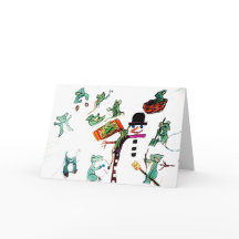 雪の休日カードのネズミの演劇