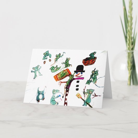 雪の休日カードのネズミの演劇 シーズンカード (正面)