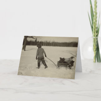 雪の休日カードの鶏 シーズンカード