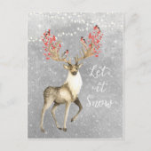 雪の休日クリスマス鹿のステーキ葉書 シーズンポストカード (正面)