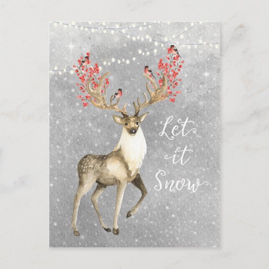 雪の休日クリスマス鹿のステーキ葉書 シーズンポストカード (正面)