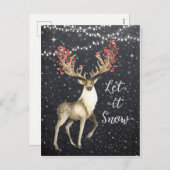 雪の休日クリスマス鹿のステーキ葉書 シーズンポストカード (正面/裏面)