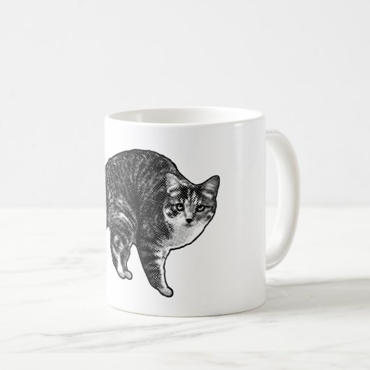 雪の光に輝くタビー猫 コーヒーマグカップ (正面右)