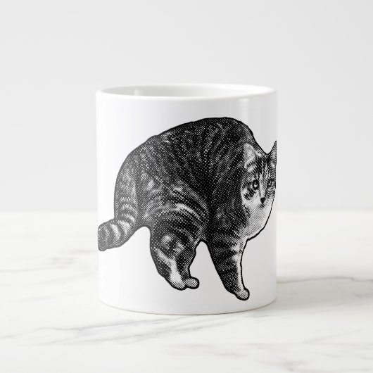 雪の光に輝くトラ猫 ジャンボコーヒーマグカップ (正面)