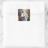 雪の光:魅惑的なクリスマス・ユニコーン スクエアシール (バッグ)