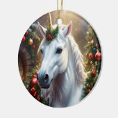 雪の光：魅惑的なクリスマス・ユニコーン セラミックオーナメント (左)