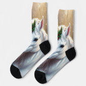 雪の光：魅惑的なクリスマス・ユニコーン ソックス (左)