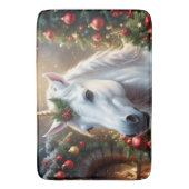 雪の光：魅惑的なクリスマス・ユニコーン バスマット (正面縦)
