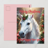 雪の光：魅惑的なクリスマス・ユニコーン ポストカード (正面/裏面)