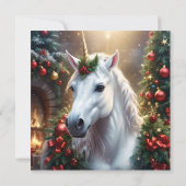 雪の光：魅惑的なクリスマス・ユニコーン 招待状 (裏面)