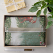 雪の入った爪先で掃く赤いクリスマス小妖精や小人 薄葉紙 (ギフト)