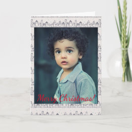 雪の写真のクリスマスカラーリングページビレッジ ノートカード