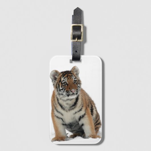 雪の写真の虎の子 ラゲッジタグ (正面縦)