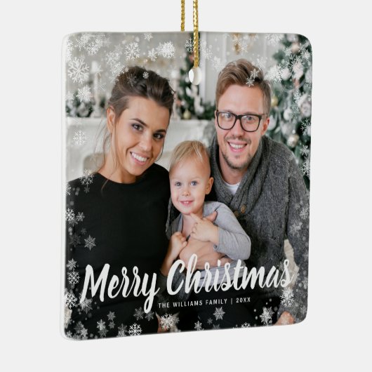 雪の写真クリスマス セラミックオーナメント (右)