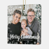 雪の写真クリスマス セラミックオーナメント (左)