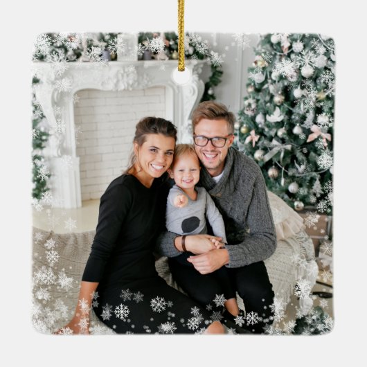 雪の写真クリスマス セラミックオーナメント (裏面)