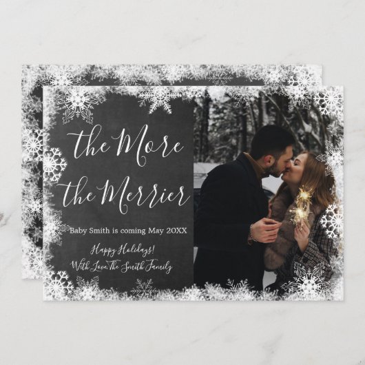雪の写真 クリスマス 妊娠発表カード 招待状 (正面/裏面)