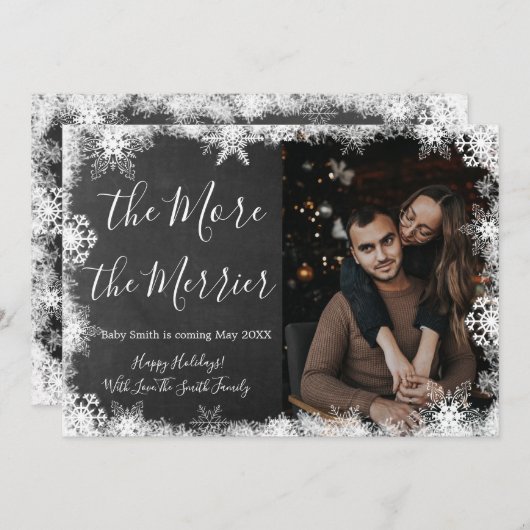 雪の写真 クリスマス 妊娠発表カード 招待状 (正面/裏面)