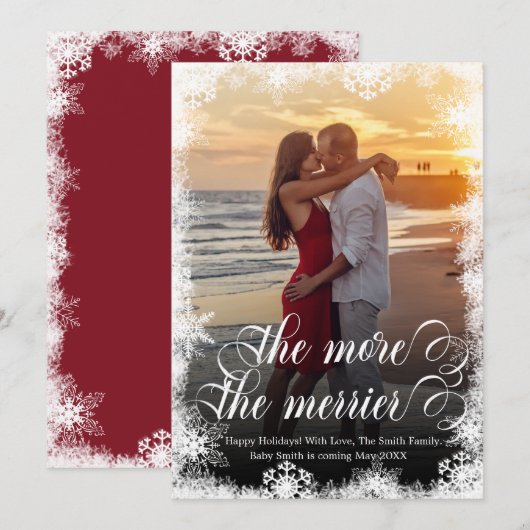 雪の写真 クリスマス 妊娠発表カード 招待状 (正面/裏面)