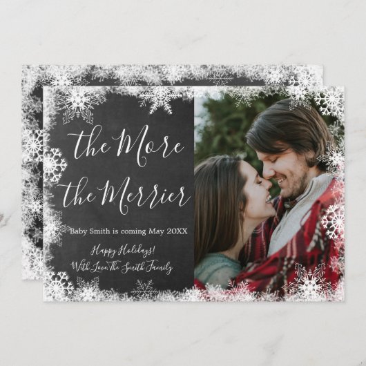 雪の写真 クリスマス 妊娠発表カード 招待状 (正面/裏面)