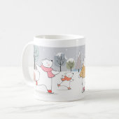 雪の冬にアイススケートでホッキョクグマを引く コーヒーマグカップ (正面左)