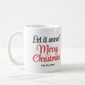 雪の冬のシーンをメリークリスマス コーヒーマグカップ (左)