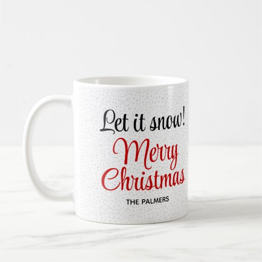 雪の冬のシーンをメリークリスマス コーヒーマグカップ (左)