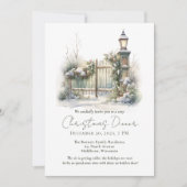 雪の冬のシーンパインランプ水色クリスマス 招待状 (正面)