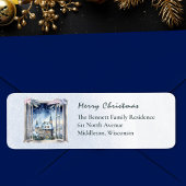 雪の冬のシーンホリデーアクセントのクリスマスリターン ラベル