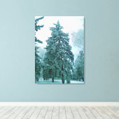 雪の冬のトウヒの木 キャンバスプリント (インサイチュ (ウッドフロア))