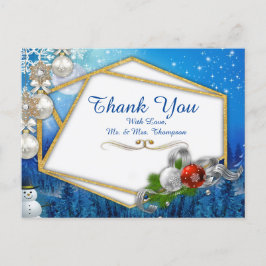 雪の冬のファンタジーありがとう葉書 案内ポストカード