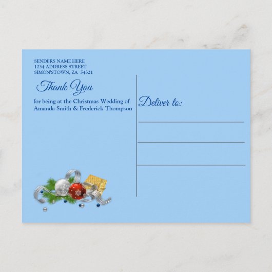 雪の冬のファンタジーありがとう葉書 案内ポストカード (裏面)