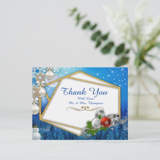 雪の冬のファンタジーありがとう葉書 案内ポストカード (スタンド正面)