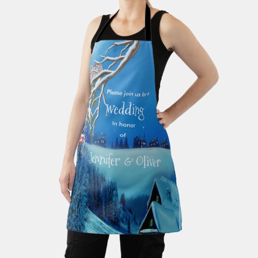 雪の冬のファンタジーすべて1つの結婚式の招待 エプロン (インサイチュ)