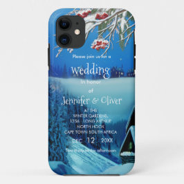 雪の冬のファンタジーすべて1つの結婚式の招待 iPhone 11 ケース