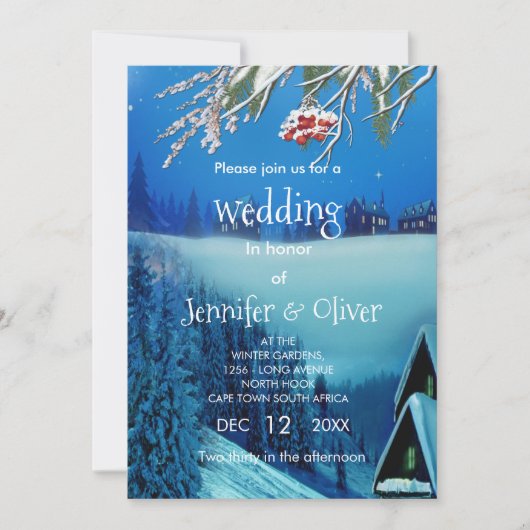 雪の冬のファンタジー 招待状 (正面)
