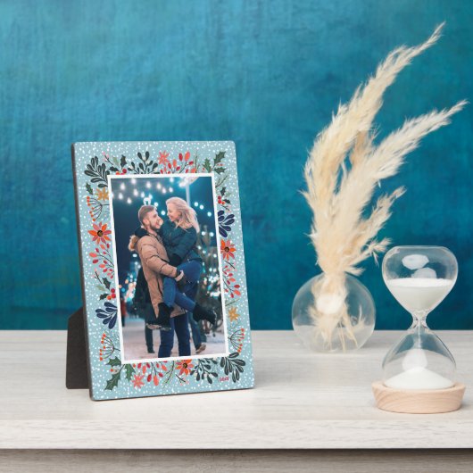 雪の冬のフローラクリスマスフォト フォトプラーク (側面)