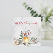 雪の冬のフローラランタンバードクリスマスカード (スタンド正面)