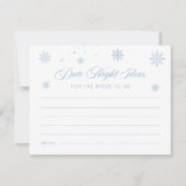 雪の冬のブライダルシャワー日付ナイトアイディアカード 招待状 (正面)