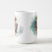 雪の冬のブラッドハウンド犬顔 コーヒーマグカップ (中央)