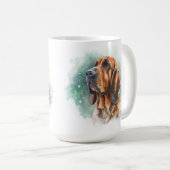 雪の冬のブラッドハウンド犬顔 コーヒーマグカップ (正面右)