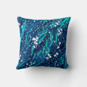 雪の冬のベリーパターン |青+ティール（緑がかった色） | クッション (裏面)