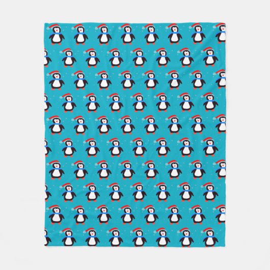 雪の冬のペンギン フリースブランケット (正面)