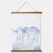 雪の冬のホッキョクグマ北極子供部屋ウォールデコール 吊り下げ型タペストリー (正面)