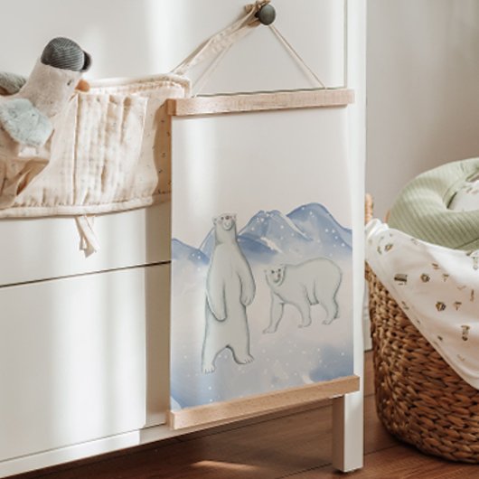 雪の冬のホッキョクグマ北極子供部屋ウォールデコール 吊り下げ型タペストリー